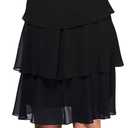 S.L. Fashions Women's Chiffon Tiered Cocktail Dress, Summer, Perfect for Casual & Formal Occasions (Petite and Regular Sizes), Black Tulip, 6P