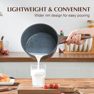 SENSARTE Nonstick Saucepan with Lid, 1.5 Quarts Small Pot with Swiss Granite Coating, Stay-cool Handle, Multipurpose Handy Sauce Pot Small Kitchen Cooking Pot, Induction Compatable