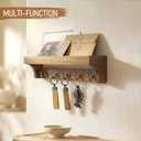 Rebee Vision Acacia Wood Farmhouse Key Holder Wall Mount for Room Decor Retro Key Holder for Wall with Shelf for Cute Things Stylish Home Storage for Apartment Essentials (Acacia Wood)