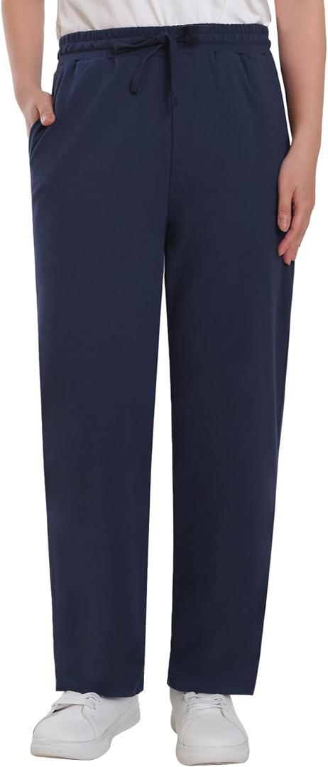 Latuza Women's Petite Lounge Pants Straight Leg Cotton Pants, 2X Plus