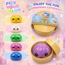 Glitter Dumpling Squishy, Mystery Box Style, Pick Your Color, Super Soft Squeeze Fidget Toy, Satisfying Stress Relief Sensory Desk Toy, with Food Steamer (Classic Pearl White Dumpling)