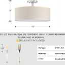 3 Light 15" Off White Fabric Brushed Nickel Farmhouse Semi Flush Mount Light