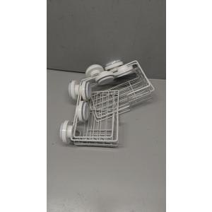 Sakugi Corner Shower Caddy - 2 Pack, Adhesive Shower Organizers, Rustproof Stainless Steel Shower Shelves with 8 Hooks, No Drilling Bathroom Organizers and Storage Racks, Space-Saving, White, Medium