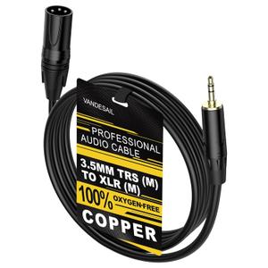 3.5mm to XLR Cables 6 ft Male to Male XLR to 3.5mm 1/8 inch Microphone Cable, TRS to X LR Mic Cord Compatible with iPhone, iPod, MP3 Player, Laptop, Recorder and More-6 Feet