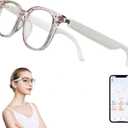Smart Glasses for Women, AI Translation Bluetooth Glasses, Real-Time Translator, Open Ear Blue Light Filtering Lenses, Supports 165+ Languages, language translator for Traveling Learning(Clear)