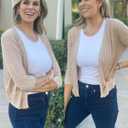 Arach&Cloz Women's 2024 Lightweight Summer Cardigan 3/4 Sleeve Crochet Patterns Knit Shrug Sweater Tops (White)