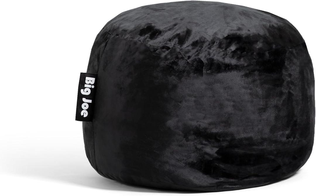 Big Joe Fuf Small Foam Filled Bean Bag Chair, Black Plush, Soft Polyester, 2 feet
