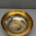 Creative Co-Op Round Hammered Metal Bowl, Gold Finish, 14"