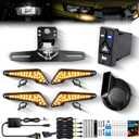 UTV Turn Signal Kit with 110D Horn, License Plate Holder w/Light, Universal UTV/ATV Blinker kit with Integrated Rocker Switch, Pre-Wired, Plug & Play Compatible with Polaris, Can-Am, CFMOTO