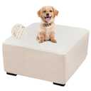 FUANGUI Ottoman Cover Square,Waterproof Thick Slipcover for Living Room, Washable Storage Footstool Furniture Protector for Dogs, Pets,with Nonslip Elastic Bottom, Off-White, Medium