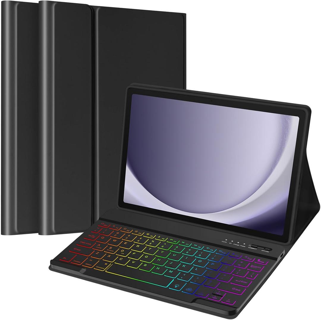 TaIYanG Backlit Keyboard Case for Samsung Galaxy Tab A9 Plus 11 Inch 2023 Model (SM-X210/X216/X218), Slim Lightweight Stand Cover with Magnetically Detachable Wireless Bluetooth Keyboard, Black