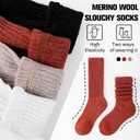 EBMORE Merino Wool Slouch Boot Socks Thermal Warm Winter Thick Scrunch Cozy Crew Socks for Women 4 Pairs (Medium, Black/Caramel/Khaki/White)