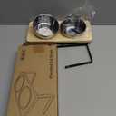 Elevated Cat Bowls, 15 Tilted Raised Cat Food Bowls Wood Pet Bowls with Stand Anti Vomiting 2 Stainless Steel Bowls for Cats and Puppy