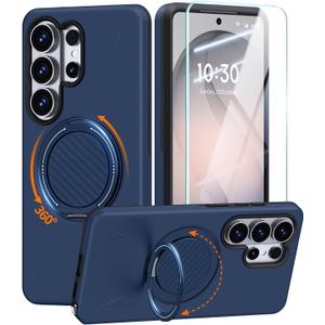 JAME for Samsung Galaxy S26 Ultra Case, Ring Holder Stand Kickstand, Dual Layer Shockproof Protective Cover with Screen Protector, Magnetic Accessory Friendly Galaxy S26 Ultra Phone Case 6.9", Blue