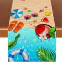 Summer Beach Table Runner Flip Flops Seaside Themed Tablecloth Summer Seasonal Holiday Birthday Party Decorations and Supplies for Home Kitchen Table-1372''