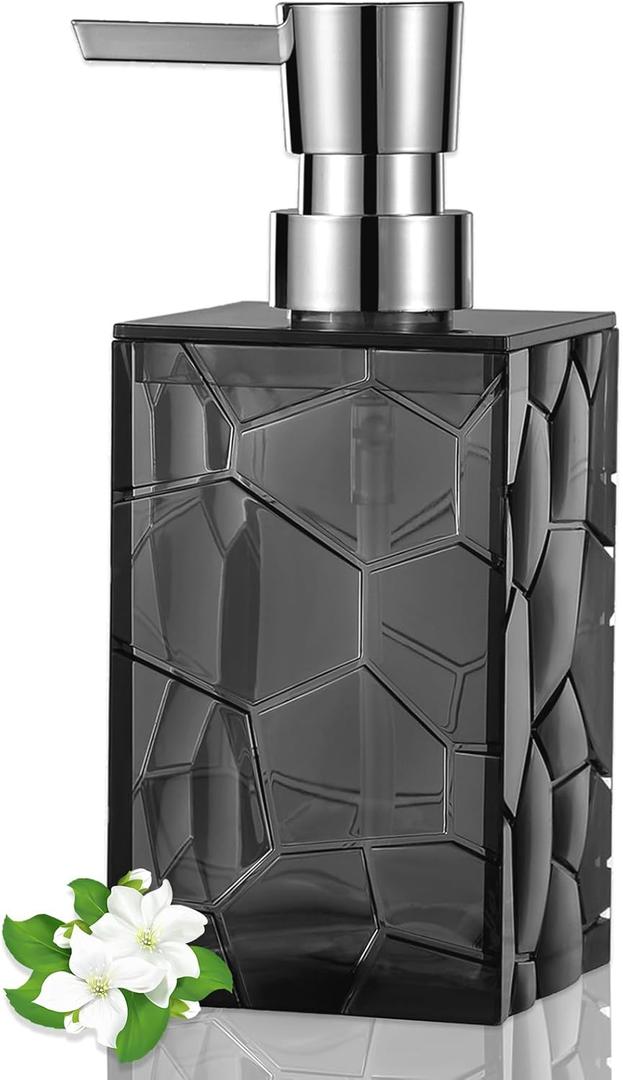 Hand Soap Dispenser, Clear Acrylic Plastic Liquid Pump Bottles Refillable Lotion Dispenser for Bathroom Decor Kitchen College Dorm, Grey (1 Pack)