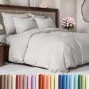 Duvet Cover Queen Size Set - Extra Soft Queen Size Duvet Cover 90 x 90 with 2 Pillow Shams - Hotel Luxury Easy Care and Fade Free w/Zipper Closures & Ties - Comfy Breathable Bedding Set (French Grey) (04 - French Grey (No Comforter))