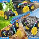Jimdella Remote Control Car,RC Cars with Sides Light Strip and Headlights,Double Sided 360 Flips Rotating RC Stunt Car,2.4Ghz All Terrain Toys for Ages 4-8 Kids Toy for Boys Birthday Gift(Black)