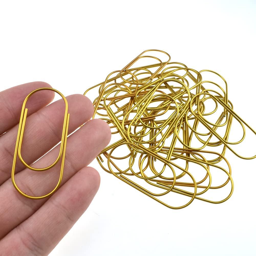 HAHIYO Paper Clips 2 inches (50mm) Length Gold Wide Paperclips Vinyl Coated Prevent Scratching Tearing The Pages Sturdy for Bookmark Organize Home Office School 30 Pack