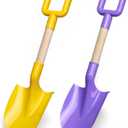 Kids Garden Tool Shovels Toys, 16" Long Kids Beach Spades Sand Shovels Toys for Adults Gardening Tools Garden Kit Travel Sandbox Toy Sturdy Snow Scoop Durable Wood Handle Spade for Digging Sand Snow (Yellow)