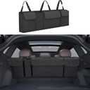 Car Trunk Organizer, Backseat Hanging Large Storage with Adjustable Straps,Waterproof PVC Collapsible Cargo Bag, Car Interior Accessories for Auto SUV MPV (Black)