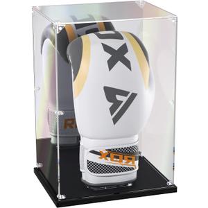 Boxing Glove Display Case with Mirror Back, Acrylic Display Case with Stand for Full Size Boxing Glove, Watch The Video to Assemble (8x7x13 inch, 22x18x33 cm)