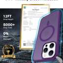 Magnetic for iPhone 15 Pro Max Case [Compatible with MagSafe]with 2X Screen Protector, Military-Grade Slim Shockproof Phone Cover Translucent Matte Anti-Fingerprint Anti-Scratch,6.7 inch,Purple