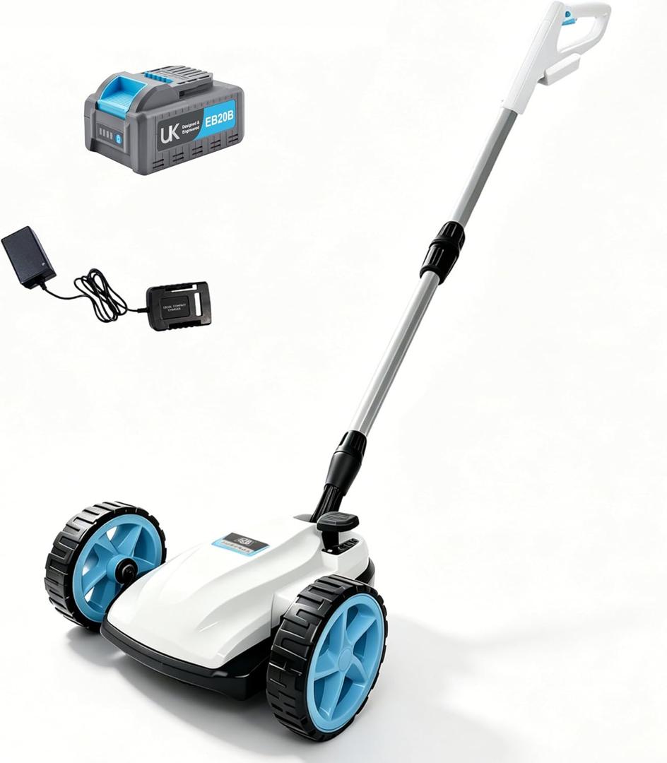RB 9" Small Lawn Mower for Small Spaces, 40V 2Ah Battery & Charger, Ultra-Light Mini Cordless Lawn Mower with Brushless Motor, 3 Cutting Heights, One-Hand Steering, Upright Storage for Tiny Yards