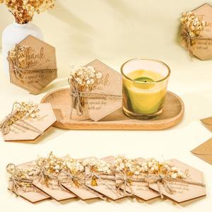 Geelin 24 Pcs Wedding Favors for Guests Bulk Wooden Floral Fridge Magnets Thank You for Celebrating with Us Party Decoration Guest Souvenirs for Wedding Party Bridal Favors(Hexagon)