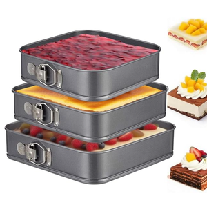 Square Springform Cake Pan 9.5inch,10inch,11inch, Set of 3 non stick leakproof cake baking pans with removable bottom