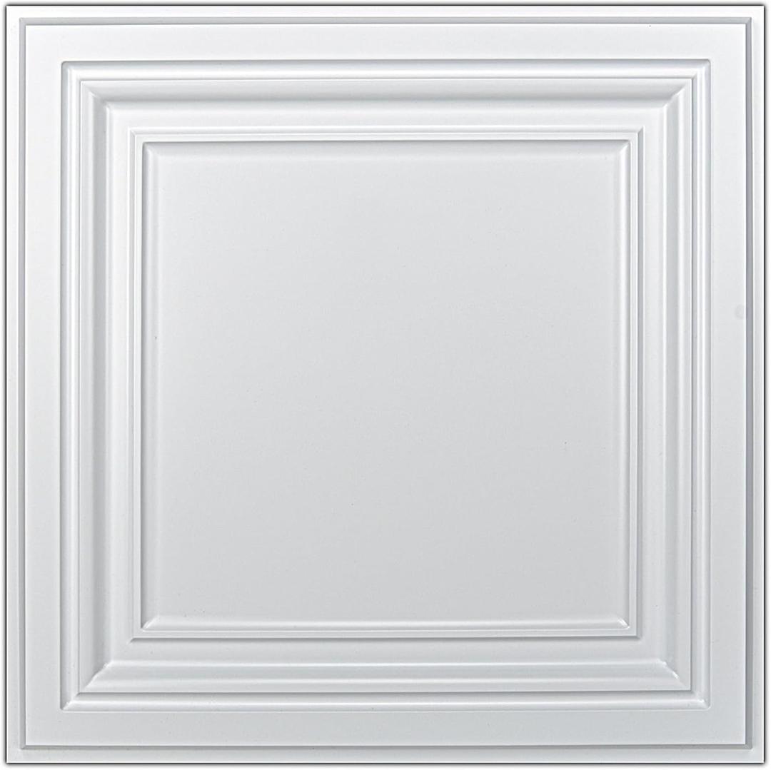 Art3d PVC Ceiling Tiles, 2'x2' Plastic Sheet in White (24-Pack), 24"x24"