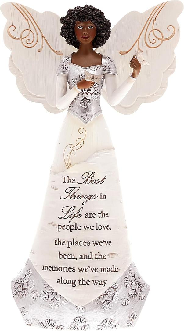 Pavilion Gift Company - The Best Things in Life - 8" Ebony African American Angel Figurine Religious God Jesus Christ Gift Home Decor Present