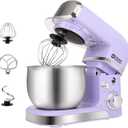 Stand Mixer, Kitchen in the box 3.2Qt Small Electric Food Mixer, 6 Speeds Portable Lightweight Kitchen Mixer for Daily Use with Egg Whisk, Dough Hook, Flat Beater (Purple)