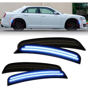 Blue LED Side Marker Lights For Chrysler 300 2015 2016 2017 2018 2019 2020 2021 2022 2023 Front Rear Bumper Fender Smoked Lens Sidemarker Lamp Accessories