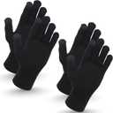 Heat Logic Unisex Thermal Knitted Winter Gloves, Touchscreen Compatible Cold Weather Warm Gloves for Men & Women, Pack of 2 (Black)