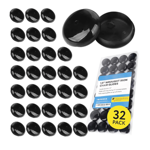 32-Pack Replacement Wrought Iron Chair Leg Caps - 1.5" Fits 8 Seats, UV Resistant Plastic Outdoor Floor Protectors for Patio Furniture, Tables & Seats - Wrought Iron Feet Caps