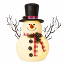 1 Pack Christmas Table Decorations, 14" Lighted Plush Snowmen FigurinesPastel Christmas Ornaments, Light Up Snowman Holiday Present, Battery Operated Xmas Gifts Indoor Tabletop Ornaments