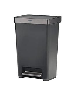 Rubbermaid Premier Series III Step-On Trash Can for Home and Kitchen, with Stainless Steel Rim, 13 Gallon, Charcoal, for Home/ Kitchen/ Garage/ Apartment/ Office