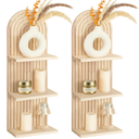Geetery 2 Pcs Arch Wood Floating Shelf Mid Century Rainbow Wall Shelves Modern Boho Wall Shelf Retro Mounted Wood Arch Decor for Bedroom Living Room Classroom Bathroom Display(3 Tier)