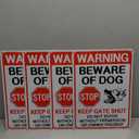 T&R Large Beware of Dog Signs - 4 Pack - 14 x 10 Inches Rust Free .040 Aluminum Reflective for Fence - Do Not Enter Sign for Garden and Yard, Wall Decor - 6 Pre-drilled Holes