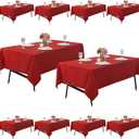 10-Pack 60x102 inch Red Table Cloths, Solid Stain and Wrinkle Resistant Oblong Tablecloth, Premium Plain Weave Polyester Fabric Rectangle Table Linen Covers for Hotel, Wedding
