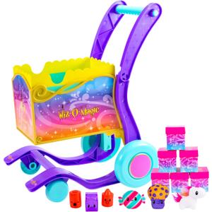 Wiz-O-Magic Shopping Cart Toy Push & Reveal Surprise Playset with 6 Magical Mystery Boxes, Pretend Grocery Shopping Role Play Toy for Kids Girls Boys 48, Refill & Repeat Play