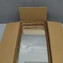 ELLDOO Gold Perfume & Makeup Vanity Tray - Hollow-Carved Jewelry Storage, Glass & Metal Trinket Organizer for Dresser & Bathroom Countertop, Large Size