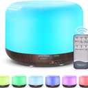 300ML Essential Oil Diffuser with Remote Control,Ultrasonic Aromatherapy Air Diffuser Humidifier,Aroma Diffuser with 7 LED Color Changing Light for Large Room,Home (Dark Wood Grain)