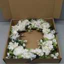 Floroom Floral Wreath, Artificial White Peony Wreath, 15''-16'' Front Door Decorations Wall Decor