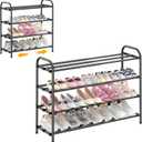 Hleelomi 4-Tier Metal Expandable Shoe Rack for Closet and Entryway, Black, 9.44"D x 30.7"W x 22.83"H