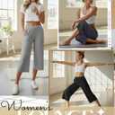 Neer 4 Pack Women's Capri Pants Wide Leg Capris Yoga Sweatpants Lounge Loose Fit High Waist Workout Cropped Pants with Pocket (Brown, M)