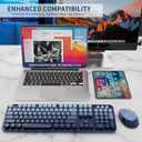 Nowlike Wireless Keyboard and Mouse Combo, Retro Typewriter Keyboard with Round Keycaps, Full-Size Ergonomic, Blue, Ideal for Windows PC, Home, Office, and College, Wireless Keyboard Mouse Combo