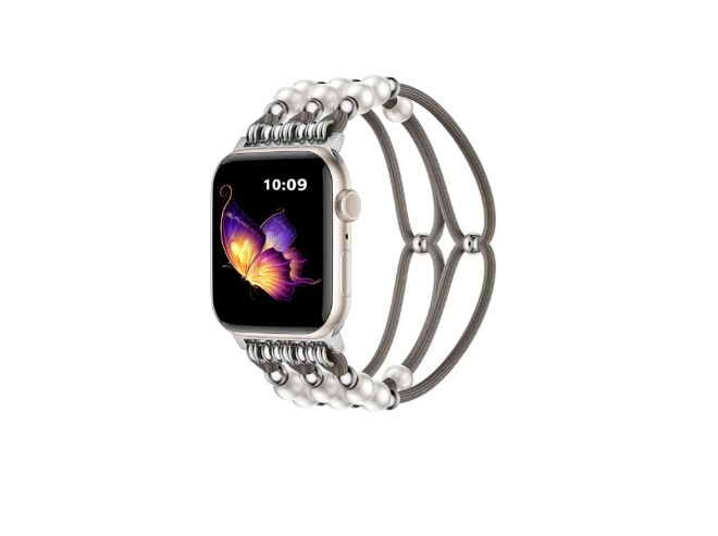Beaded Bands Compatible with Apple Watch Band 40mm 42mm 38mm 41mm 45mm 44mm 49mm Women, Boho Solace Stretchy Cute Braided Bracelet Band for iWatch Band Series SE Ultra 10 9 8 7 6 5 4 3 2 1