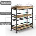 BON AUGURE Bar Cart for The Home, Bar Serving Carts on Wheels, 3 Tier Storage Drink Trolley, Rolling Wood and Metal Liquor Beverage Cart (Vintage Oak), 14.17"d X 37.01"w X 35.24"h